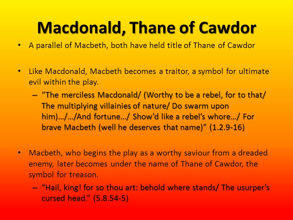 What is the thane of cawdor in Macbeth?